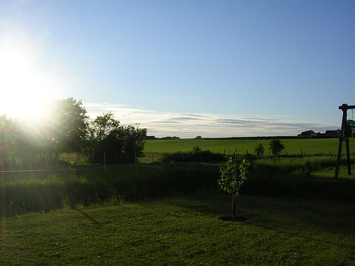 blue sky to the north