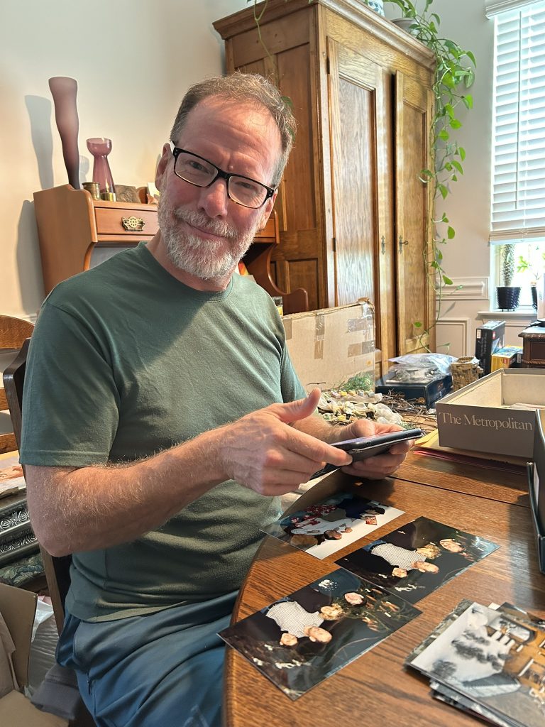 John sorting photos