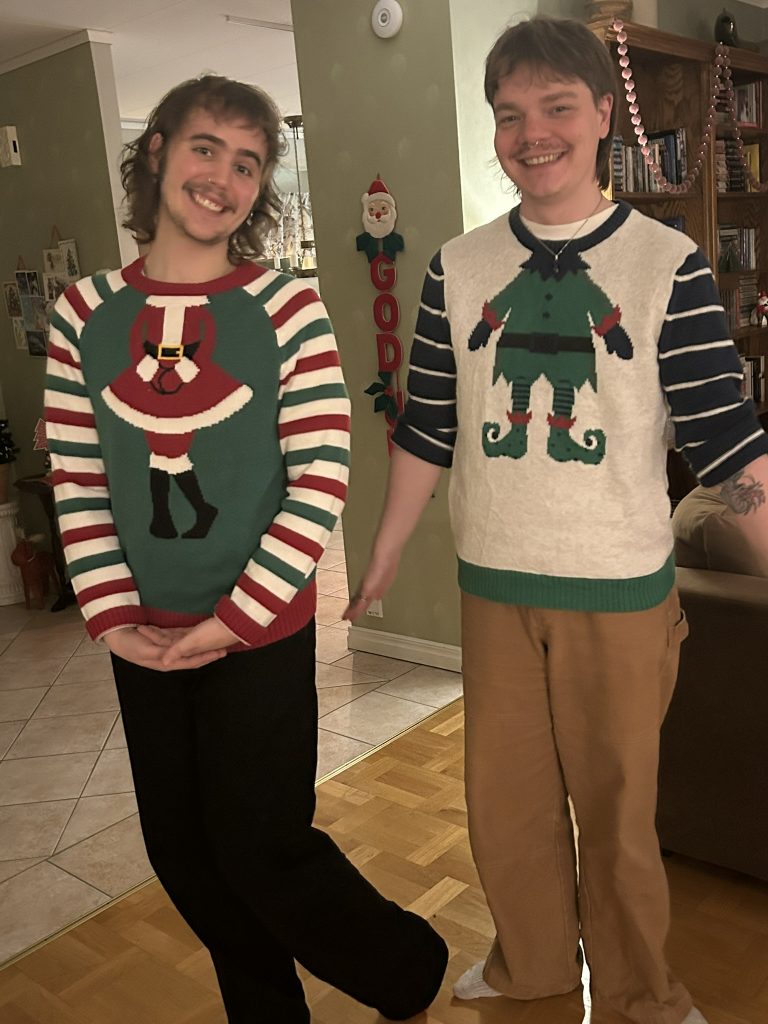 Theo and Martin and the awesome ugly Christmas sweaters